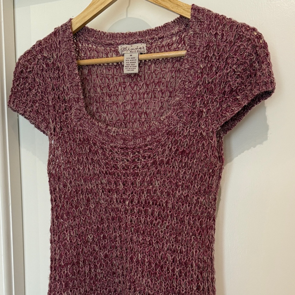 Purple Knit Short Sleeve Sweater Dress - Picture 3 of 6